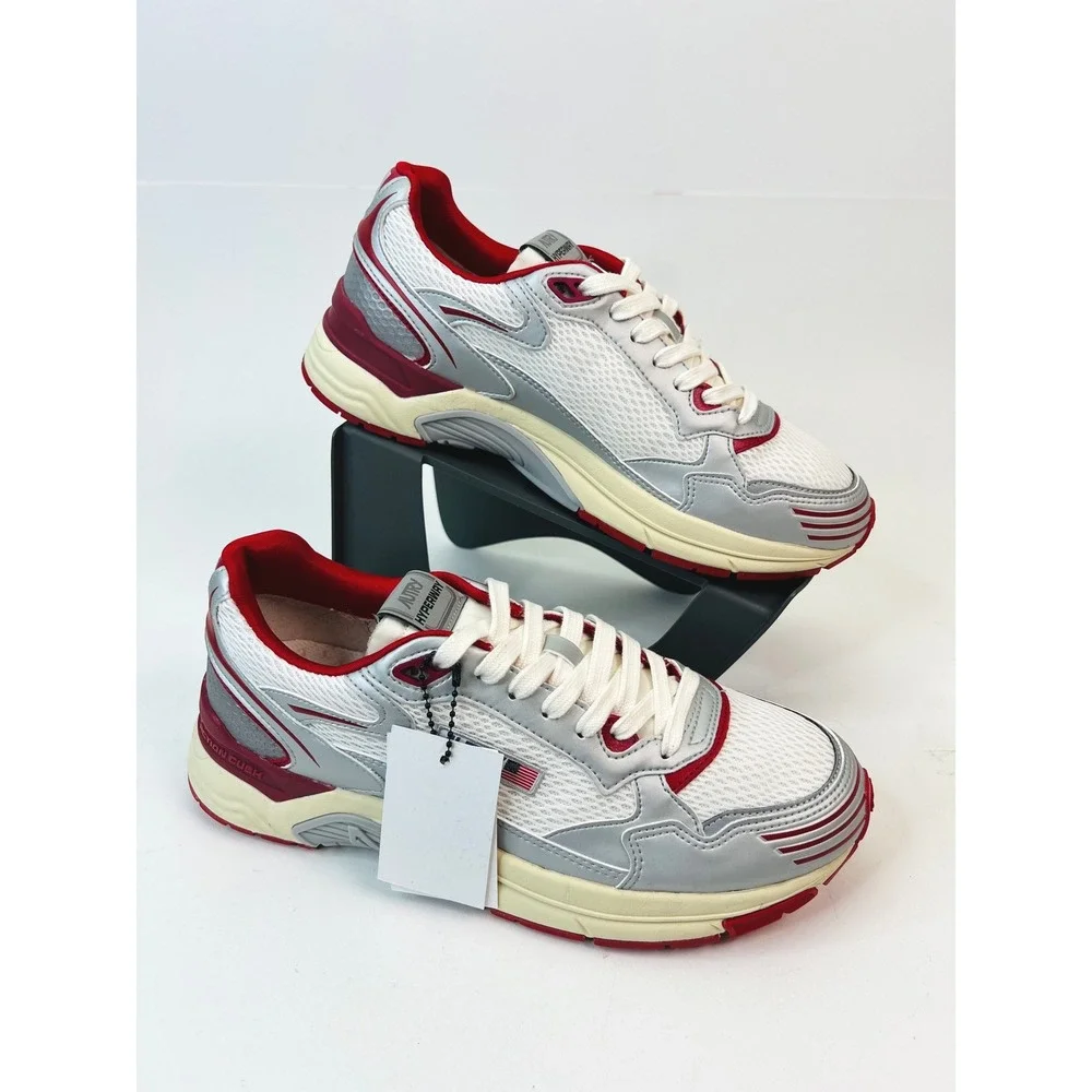 Autry Hyperway Low Mens Sneakers Silver Red White Mesh HYLMMV01 Sz 42 EU / 9 US‎